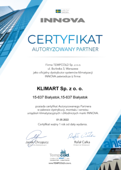 2 Certyfikat INNOVA_Klimart_Y22